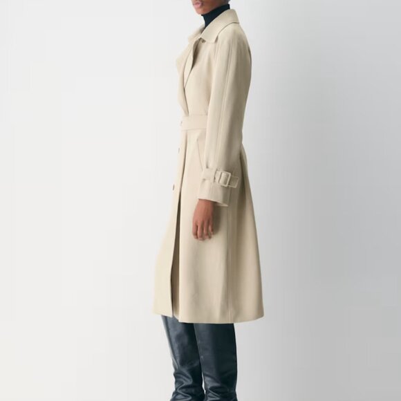 NWT Aritzia The Magnolia Trench Coat - Crepette Marcona Beige S - Picture 3 of 12